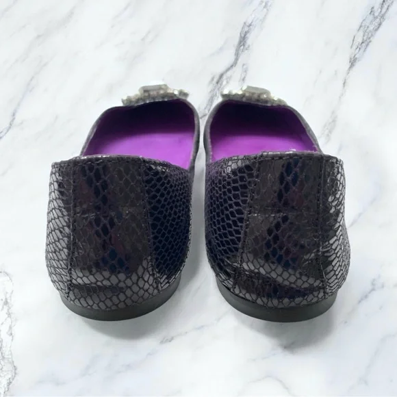 Steve Madden Kobbe Black Snakeskin Pattern & Rhinestone Ballet Flats ~ Size 7 - Picture 6 of 8